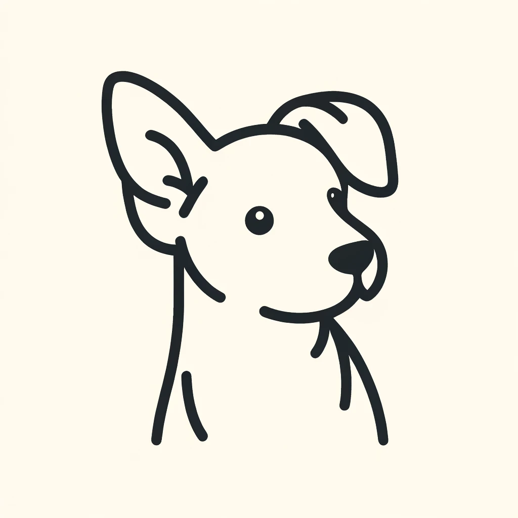 Logo for Client designed by Dylan. Depicts clients dog for his business as a line drawing